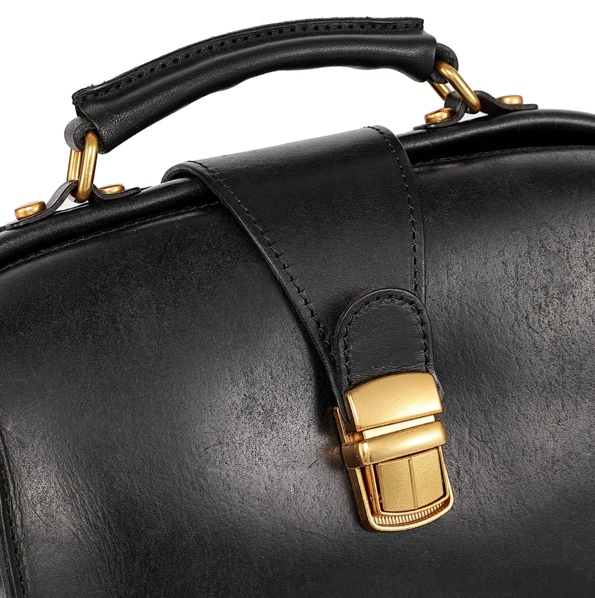 •BURLINGTON• black leather doctor satchel/crossbody