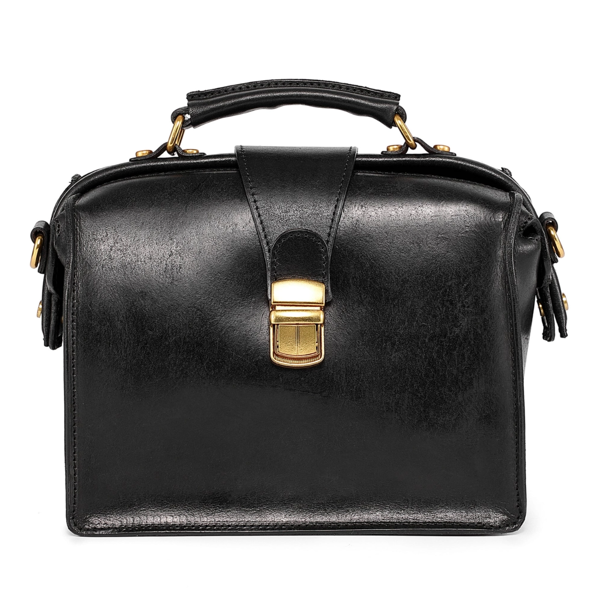 •BURLINGTON• black leather doctor satchel/crossbody