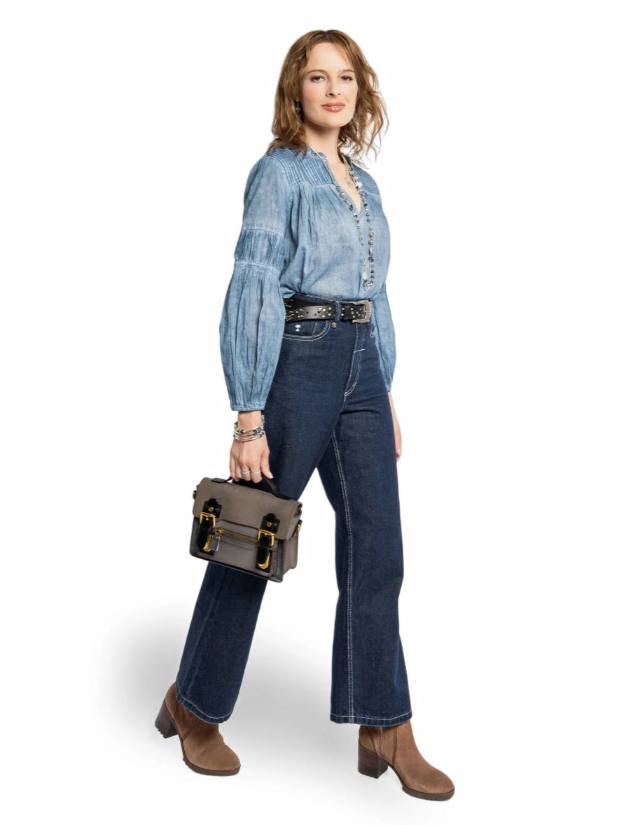 •PARIS• slate leather mini satchel/crossbody