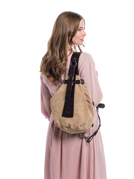 •LISBON• taupe leather sling bag