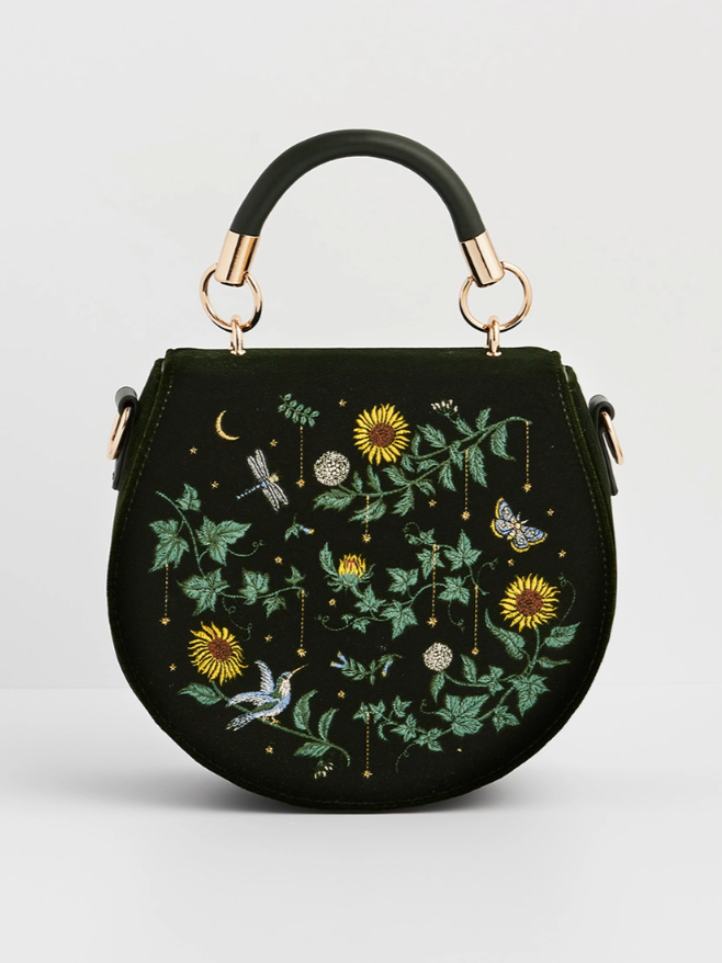 •SUNFLOWER• embroidered velvet saddle bag