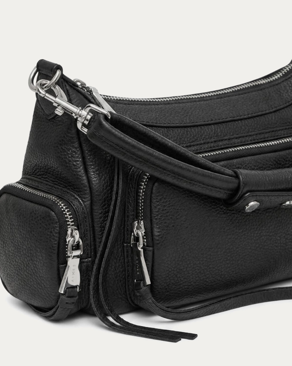 •AWAY WE GO• black leather crossbody/shoulder bag