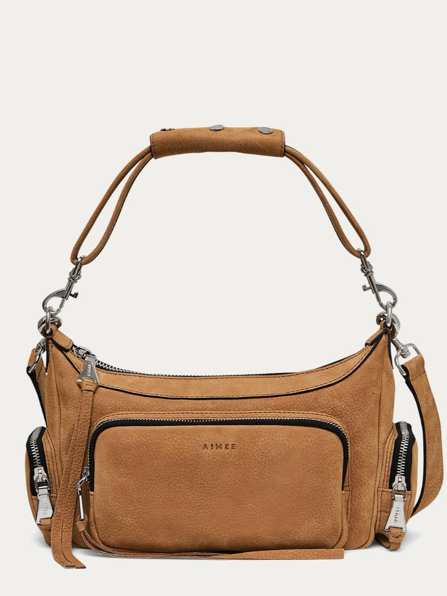 •AWAY WE GO• brown sugar nubuck crossbody/shoulder bag