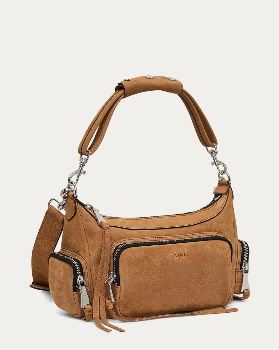 •AWAY WE GO• brown sugar nubuck crossbody/shoulder bag