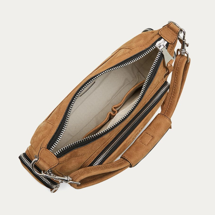 •AWAY WE GO• brown sugar nubuck crossbody/shoulder bag