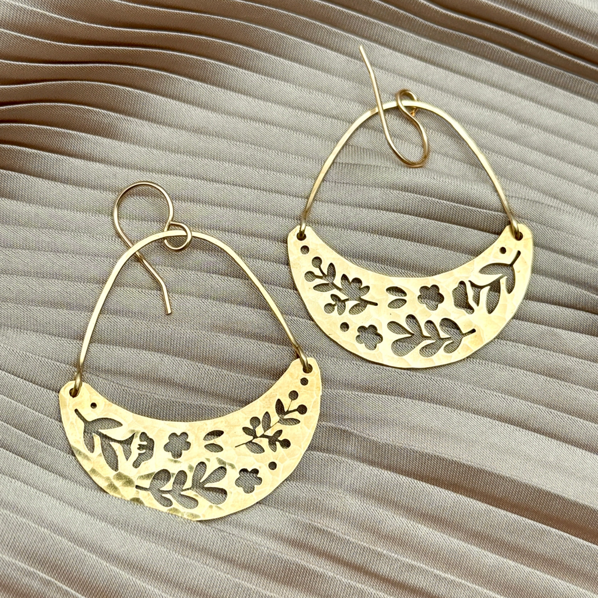 •FOREST MOON• gold dangle earrings