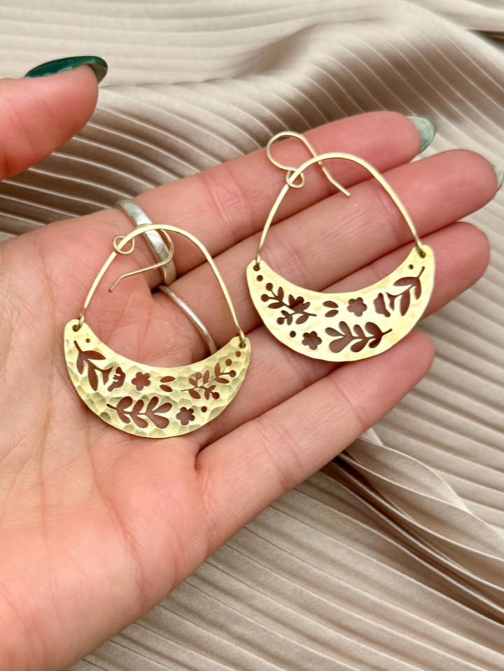 •FOREST MOON• gold dangle earrings