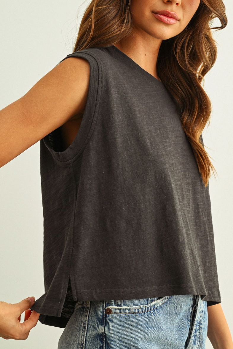 •ALANI• cotton slub knit top