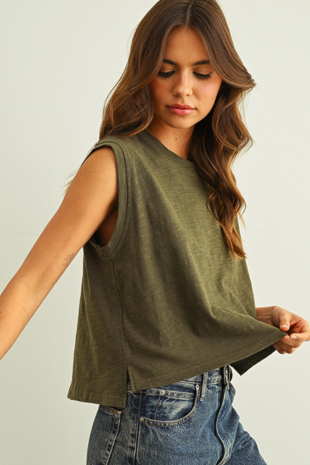 •ALANI• cotton slub knit top