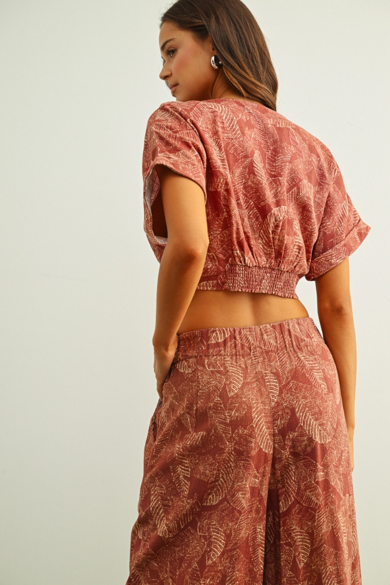 •TERRA - TERRACOTTA• linen blend top & pants separates
