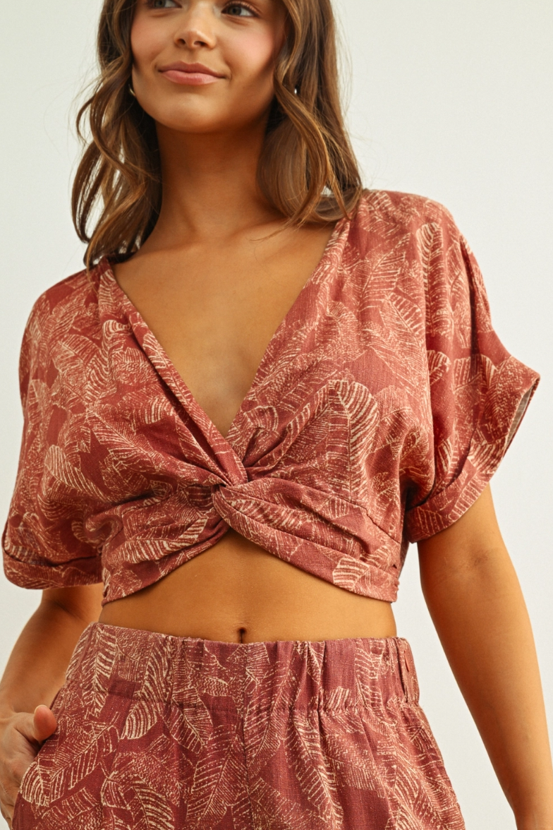 •TERRA - TERRACOTTA• linen blend top & pants separates