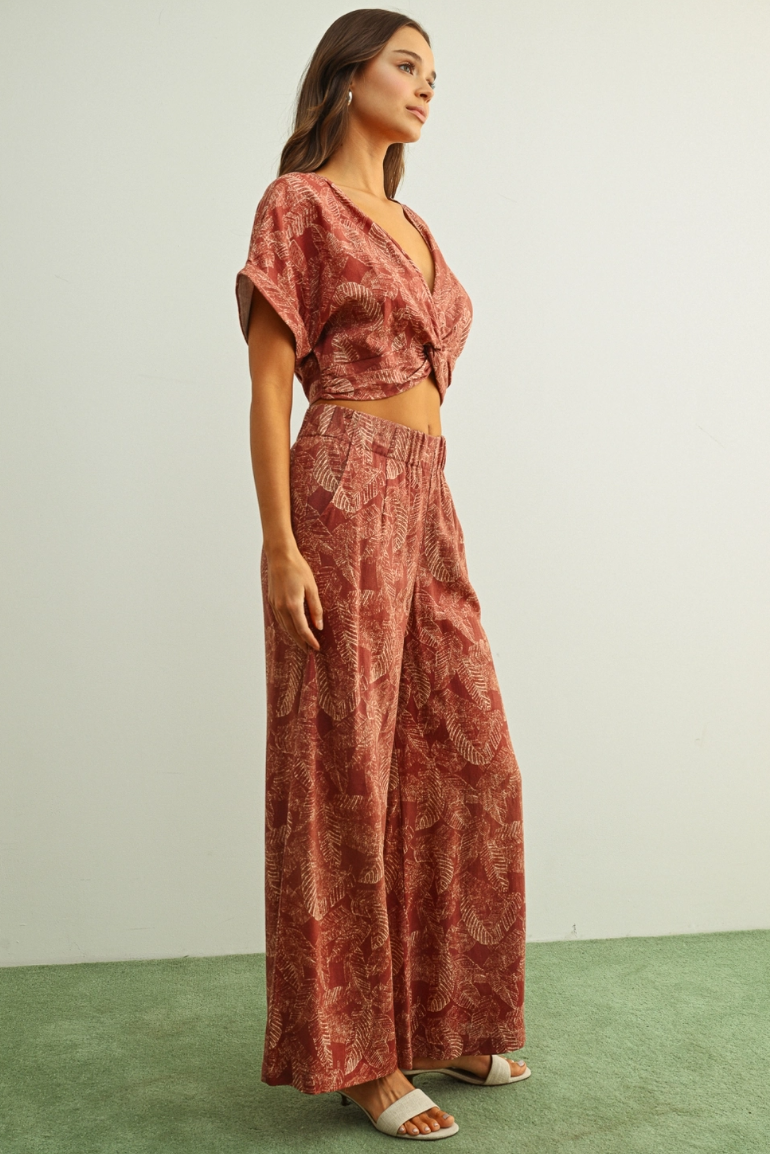•TERRA - TERRACOTTA• linen blend top & pants separates