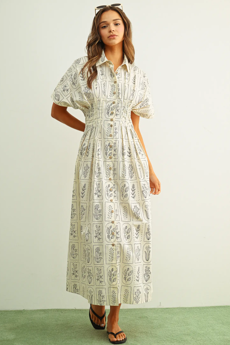 •MABEL• floral pleated midi dress