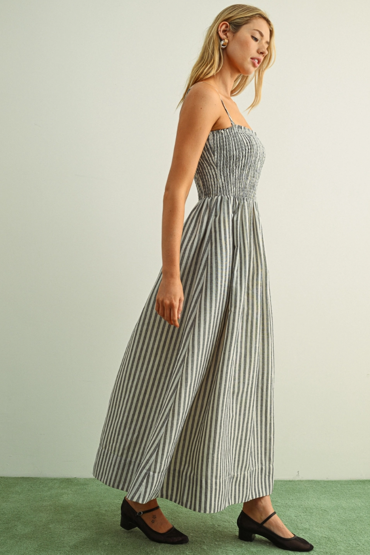 •EMMYLOU• striped smocked midaxi dress