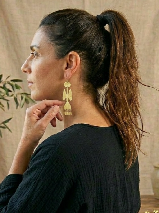 •PRAYER PLANT• gold dangle earrings