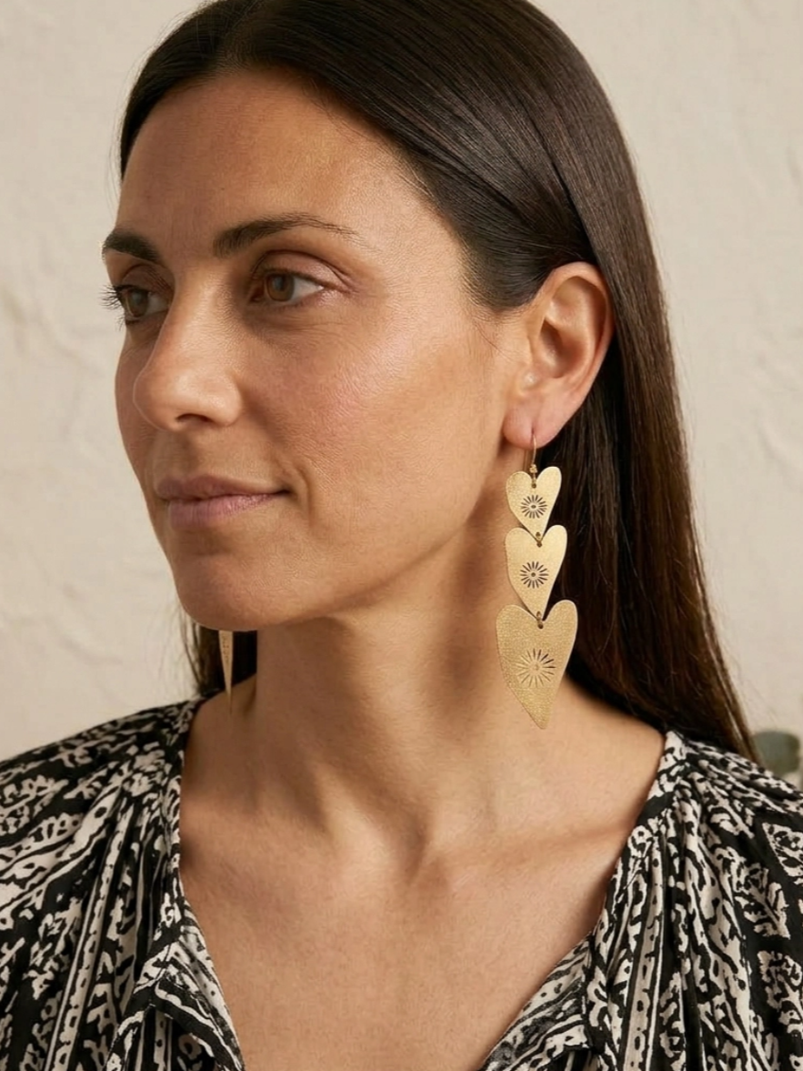 •FALLING IN LOVE• gold dangle earrings