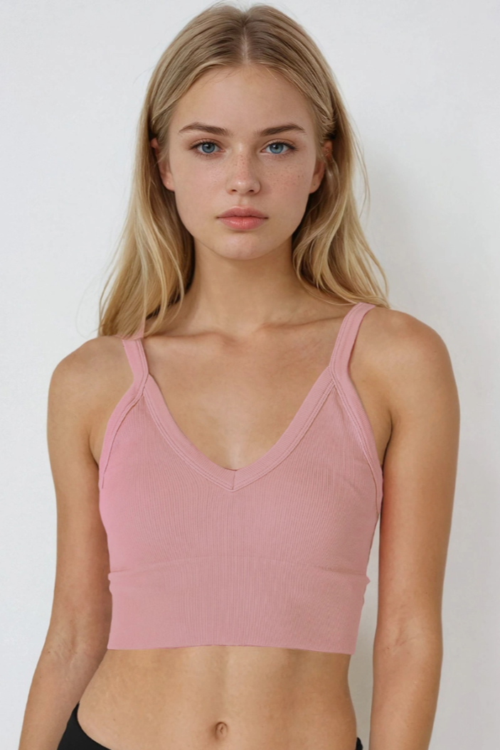 •RIBBED V-NECK• wide band brami (USA)