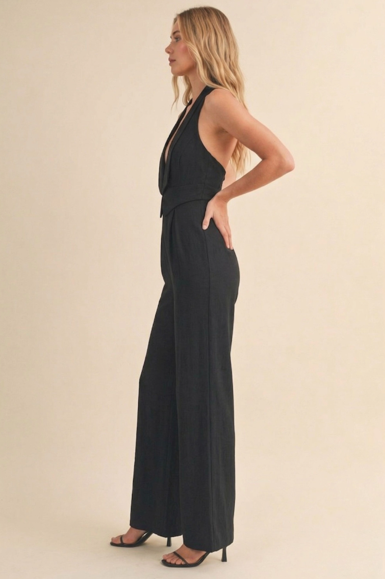 •ANGELINA• tailored deep V neck jumpsuit