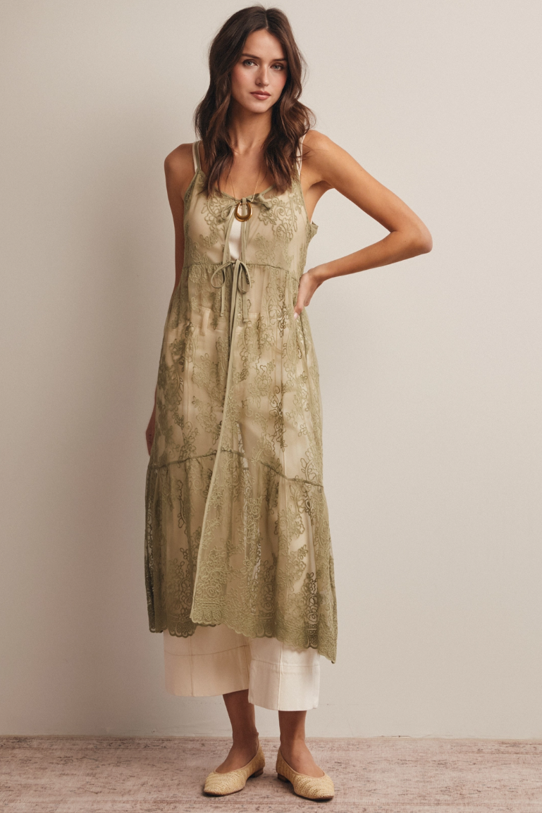•ELOISE• embroidered lace sleeveless duster