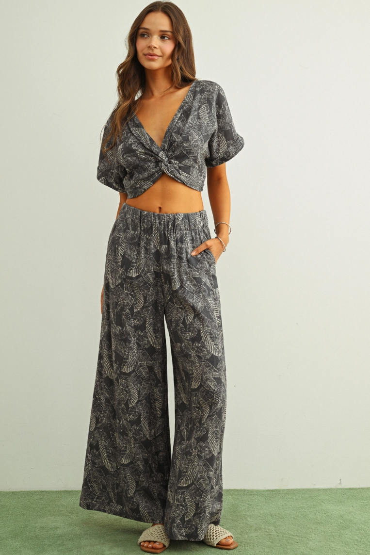 •TERRA - CHARCOAL• linen blend top & pants separates
