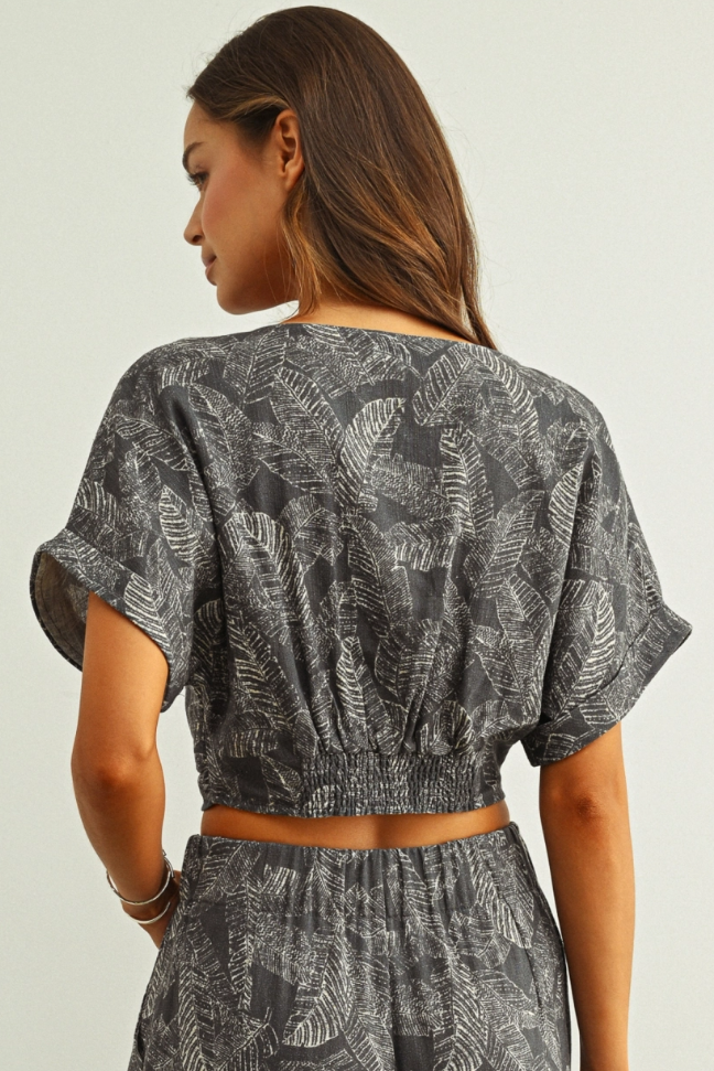 •TERRA - CHARCOAL• linen blend top & pants separates