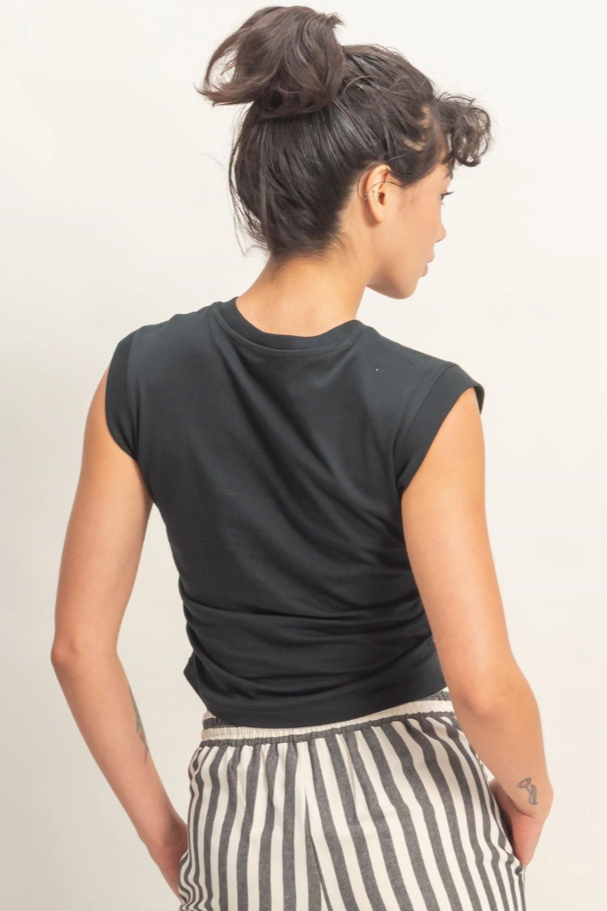 •RHEA• ruched sides cotton top