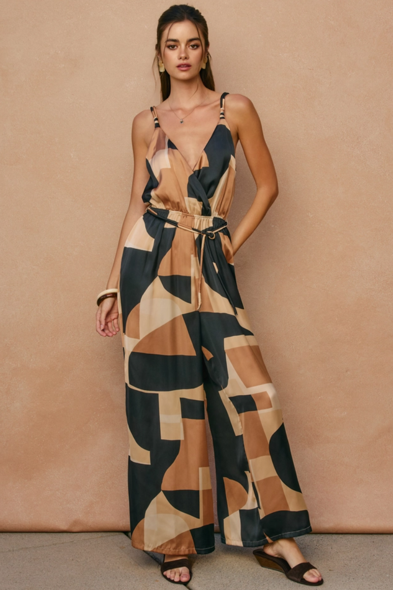 •MARA• satin surplice jumpsuit
