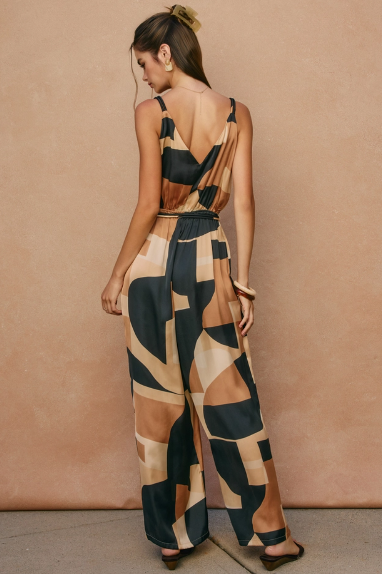 •MARA• satin surplice jumpsuit