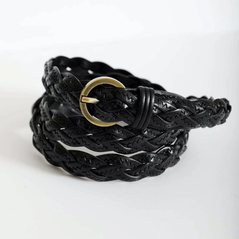 •BELT• skinny braided leather