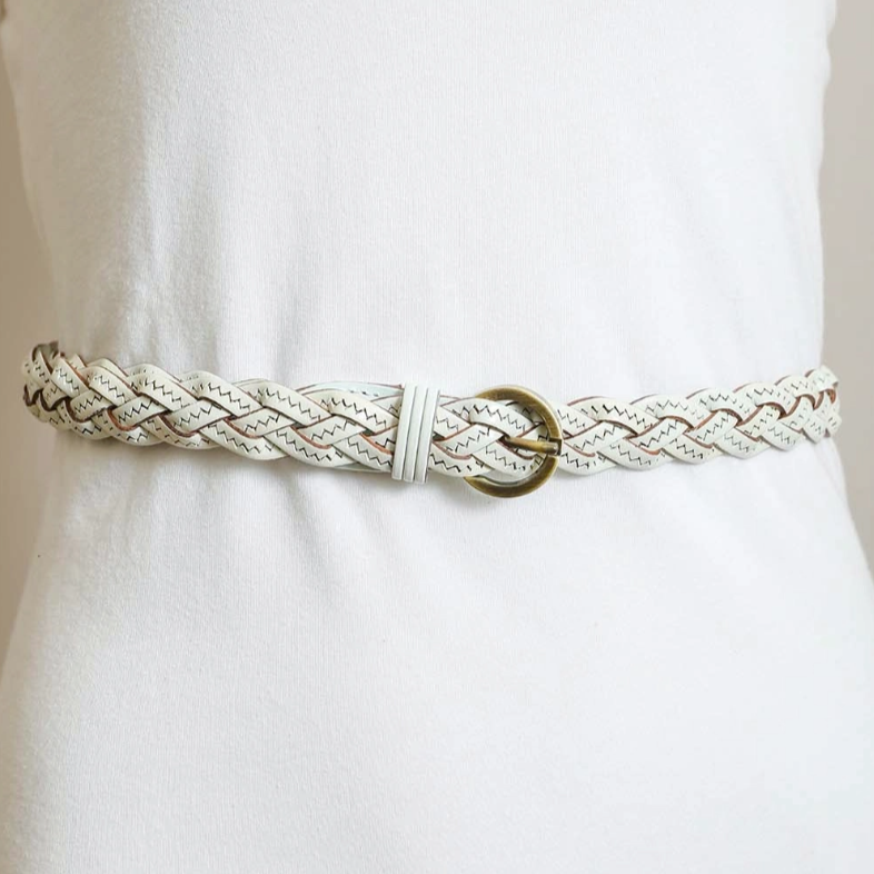 •BELT• skinny braided leather