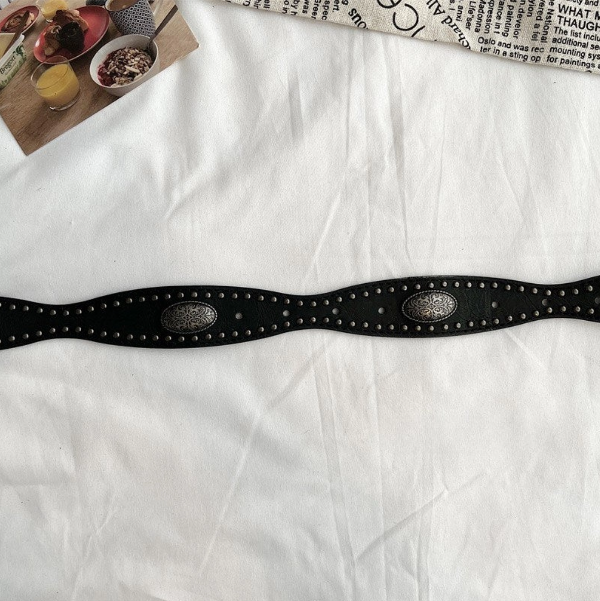 •BELT• big buckle studded leather