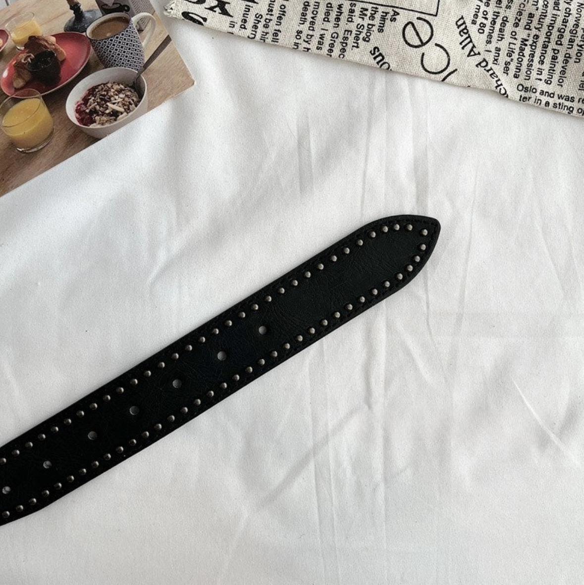 •BELT• big buckle studded leather