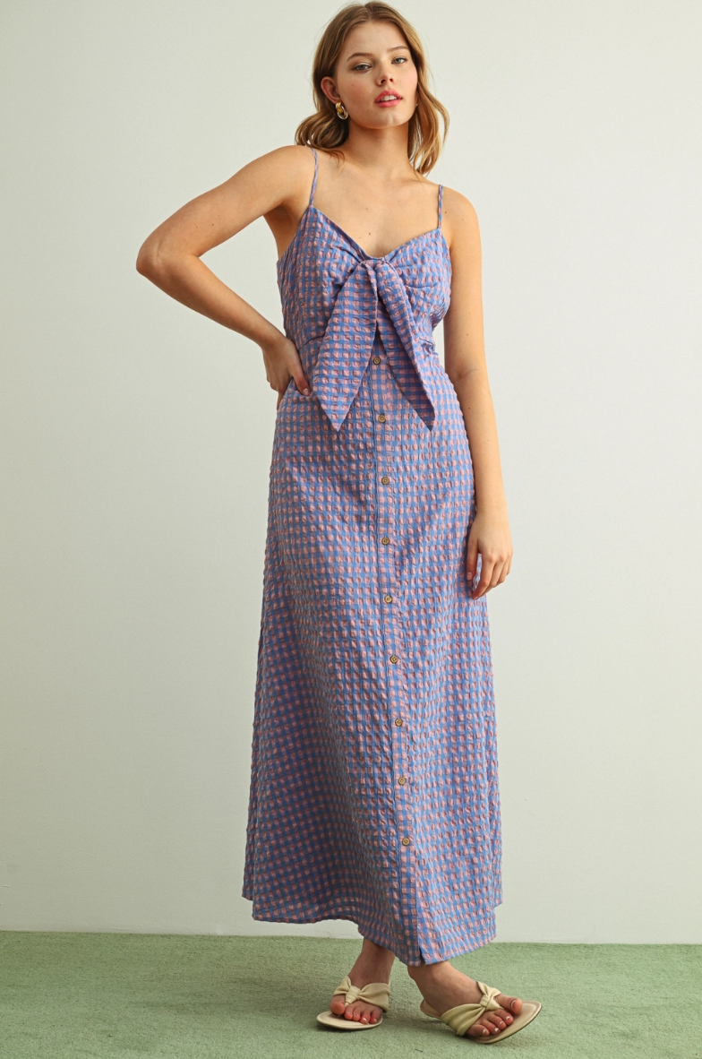 •CATHERINE• gingham button up cotton maxi dress