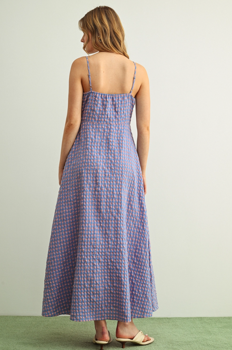 •CATHERINE• gingham button up cotton maxi dress