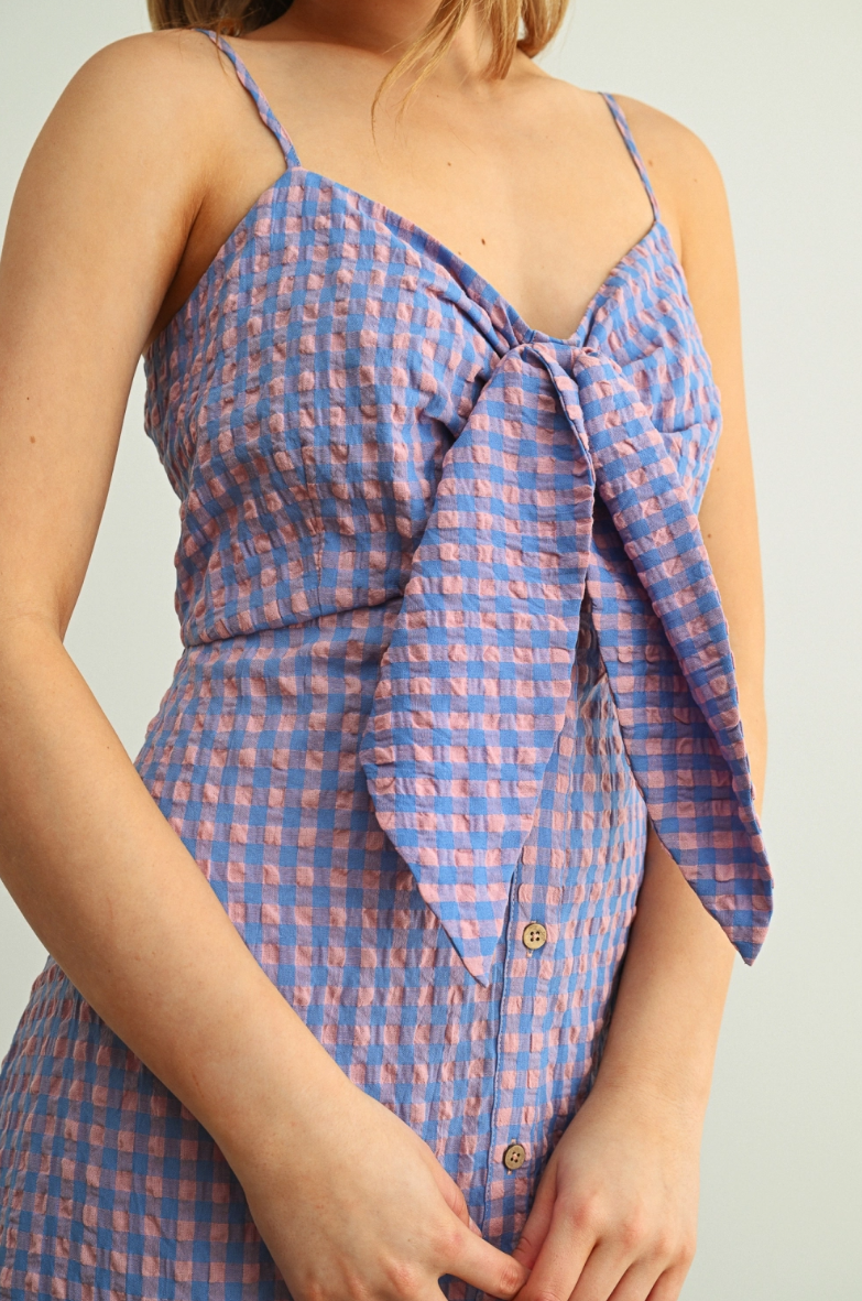 •CATHERINE• gingham button up cotton maxi dress