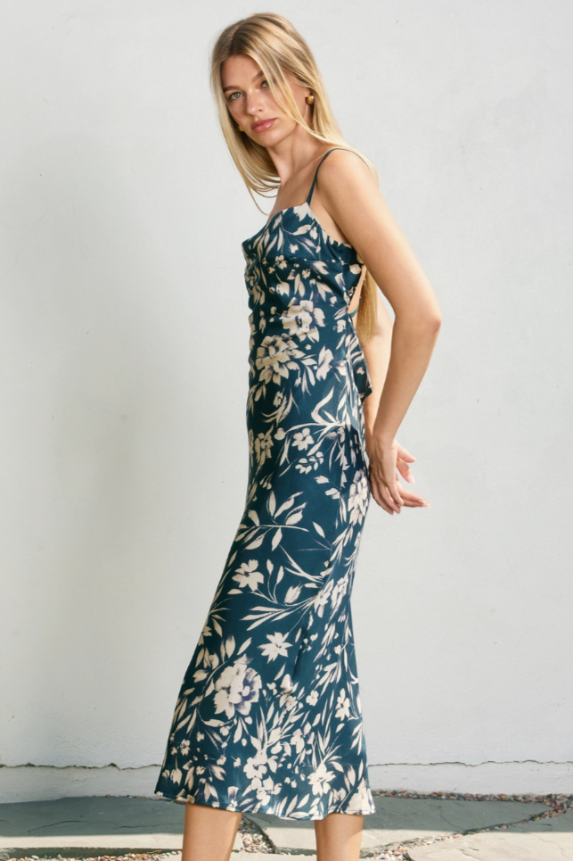 •STORMY• cowl neck satin midi dress
