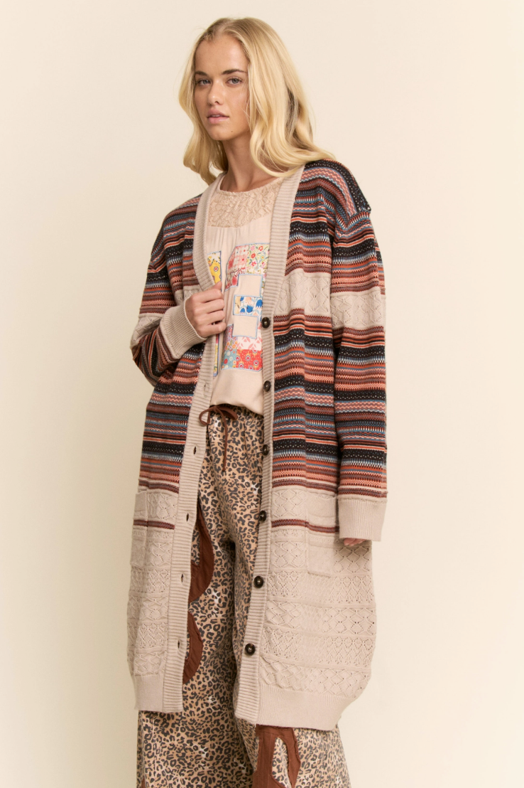 •PRESTON• striped textured knit cardigan