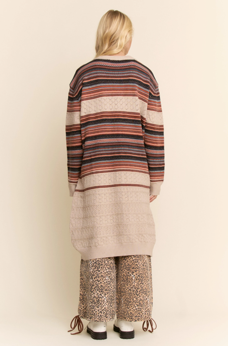 •PRESTON• striped textured knit cardigan