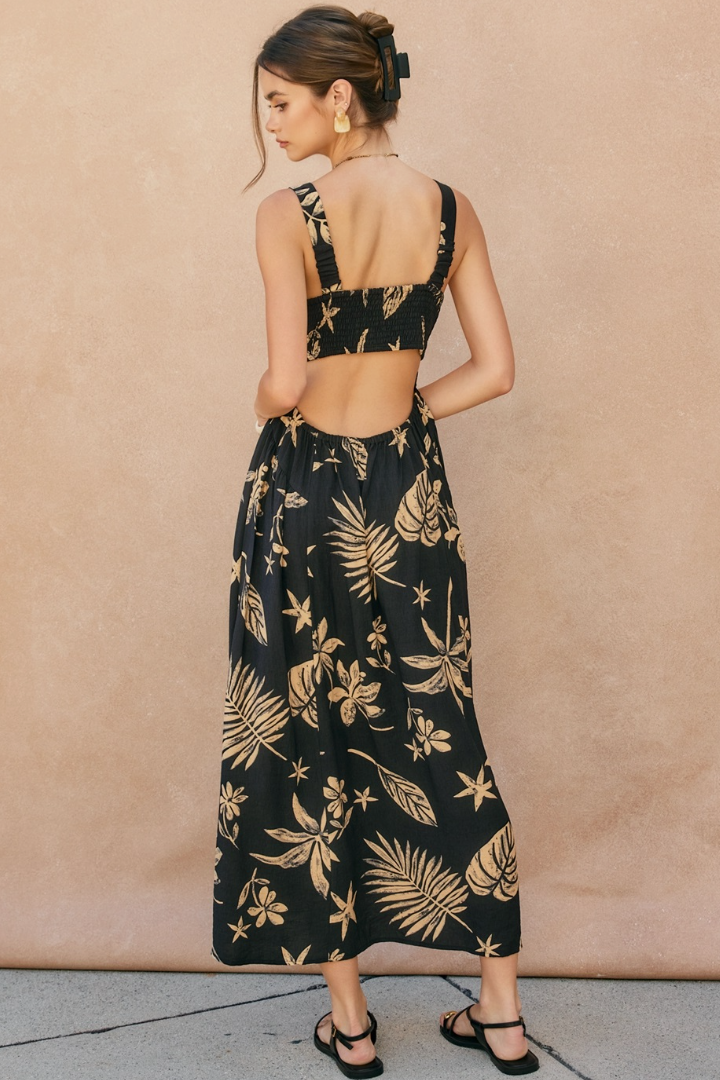 •ESTRELLA• tropical sweetheart midi dress