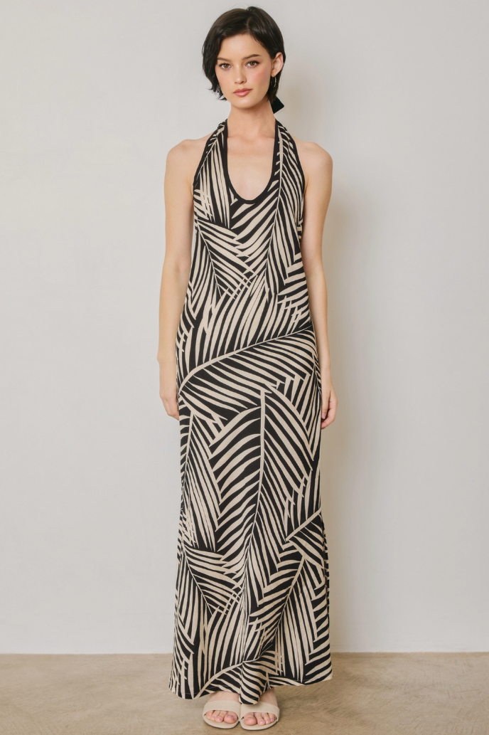•BRISA• tropical halter maxi dress