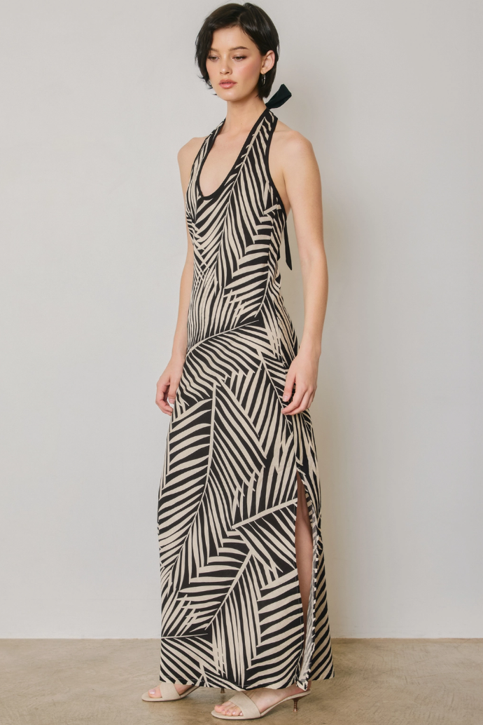 •BRISA• tropical halter maxi dress