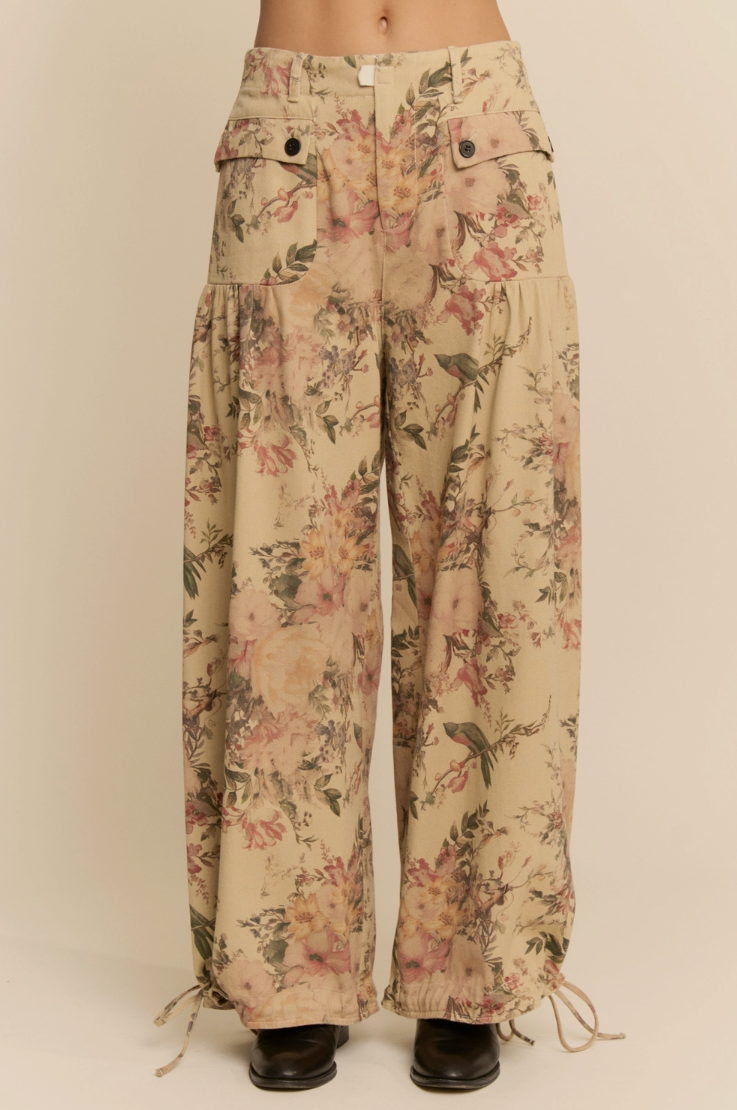 •MANET - DAY• floral cotton blend cargo pants