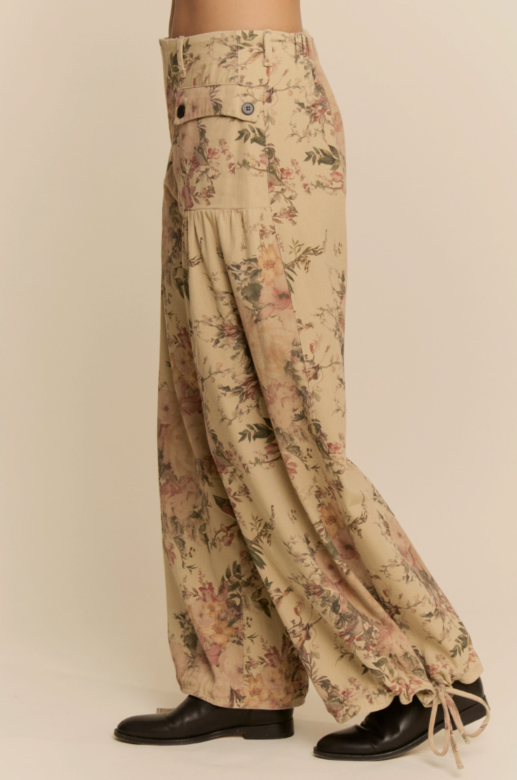•MANET - DAY• floral cotton blend cargo pants