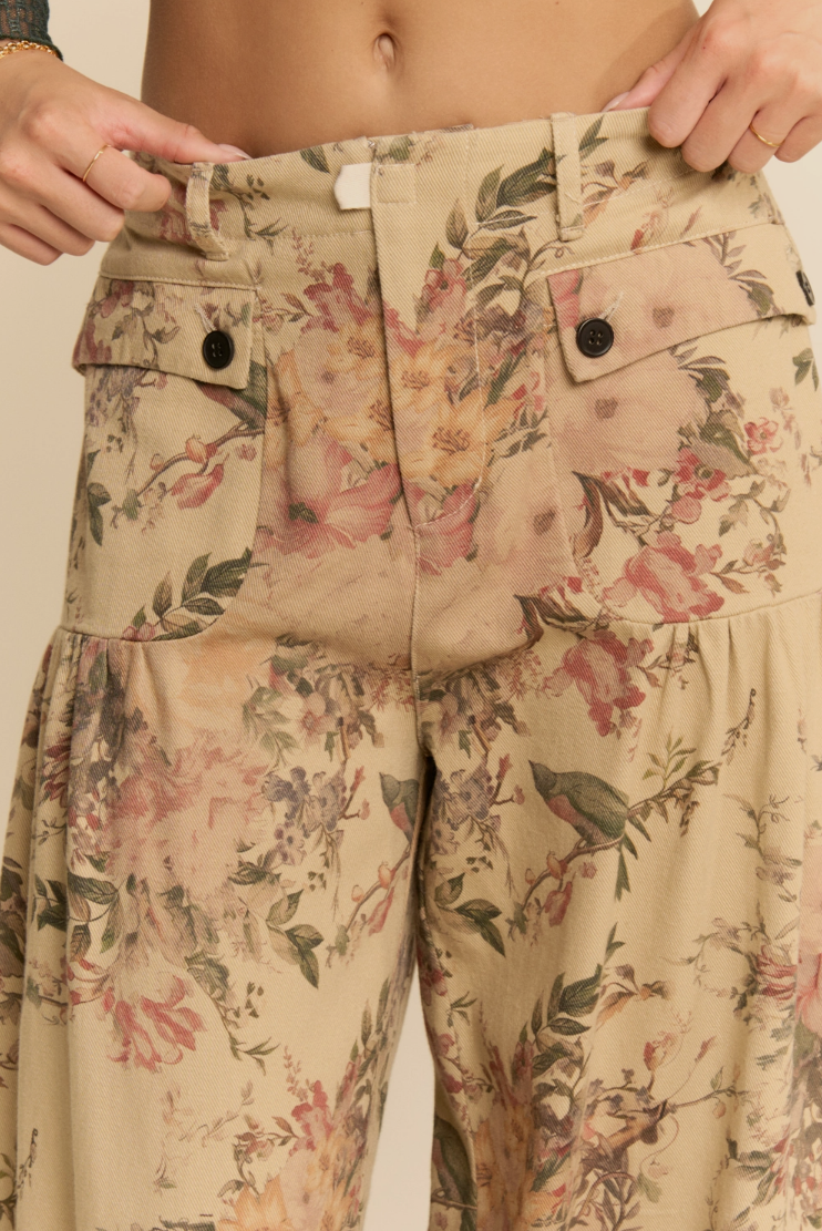 •MANET - DAY• floral cotton blend cargo pants
