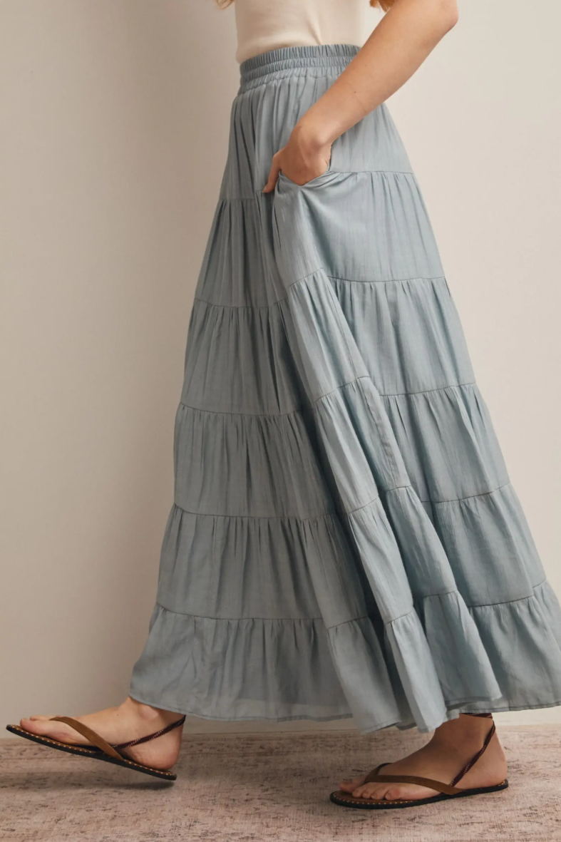•MAEVE• tencel blend tiered maxi skirt