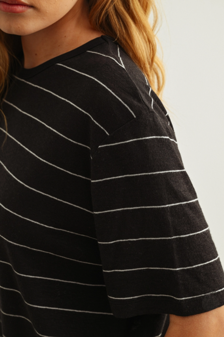 •ANDY• striped linen cotton blend top