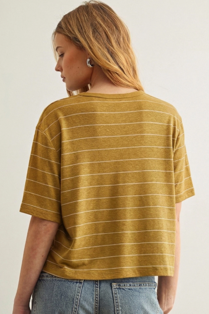 •ANDY• striped linen cotton blend top