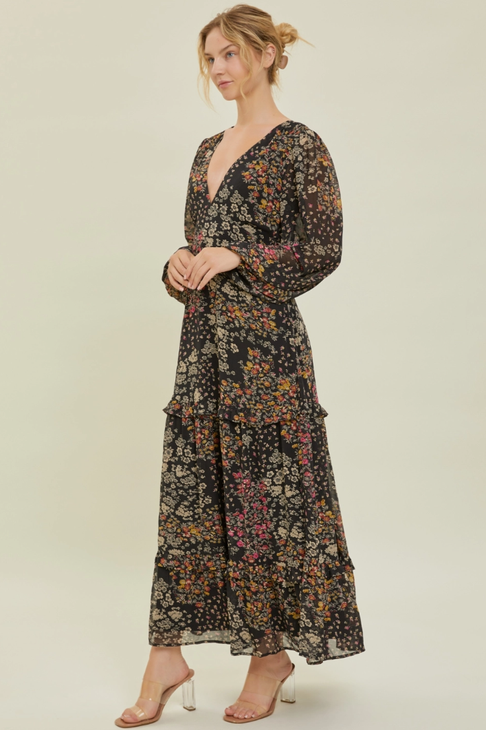 •AGATHA• semi-sheer long sleeve maxi dress