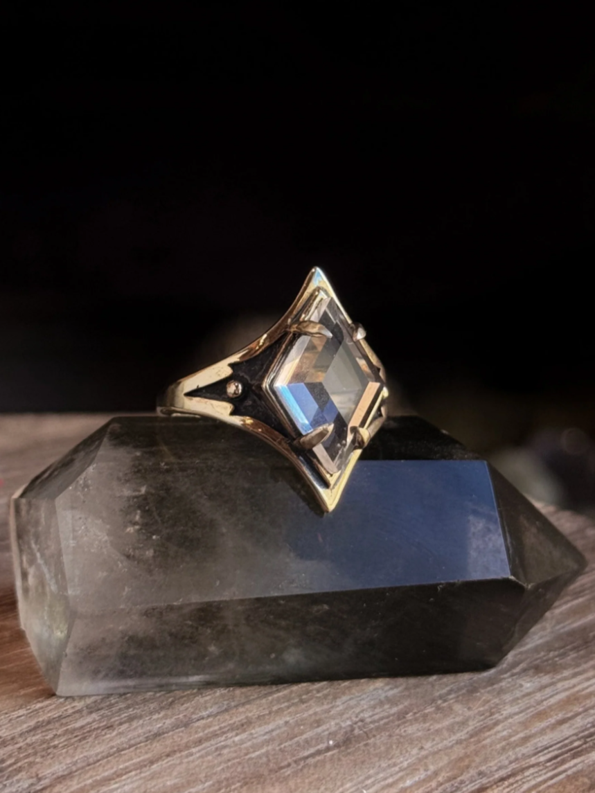 •GROUNDED• clear quartz + brass ring