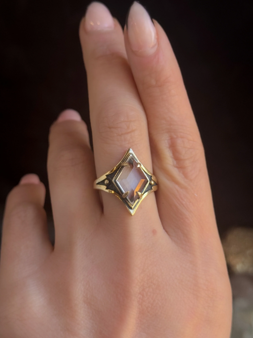•GROUNDED• clear quartz + brass ring